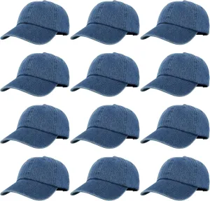 Gelante Baseball Caps Hats 100% Cotton Plain Blank Adjustable Size Wholesale Bulk of 12 Pack
