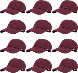 Gelante Baseball Caps Hats 100% Cotton Plain Blank Adjustable Size Wholesale Bulk of 12 Pack