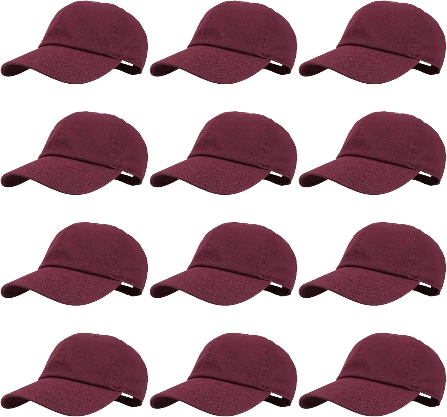 Gelante Baseball Caps Hats 100% Cotton Plain Blank Adjustable Size Wholesale Bulk of 12 Pack