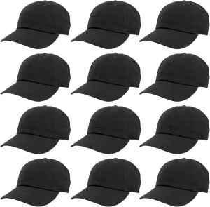 Gelante Baseball Caps Hats 100% Cotton Plain Blank Adjustable Size Wholesale Bulk of 12 Pack