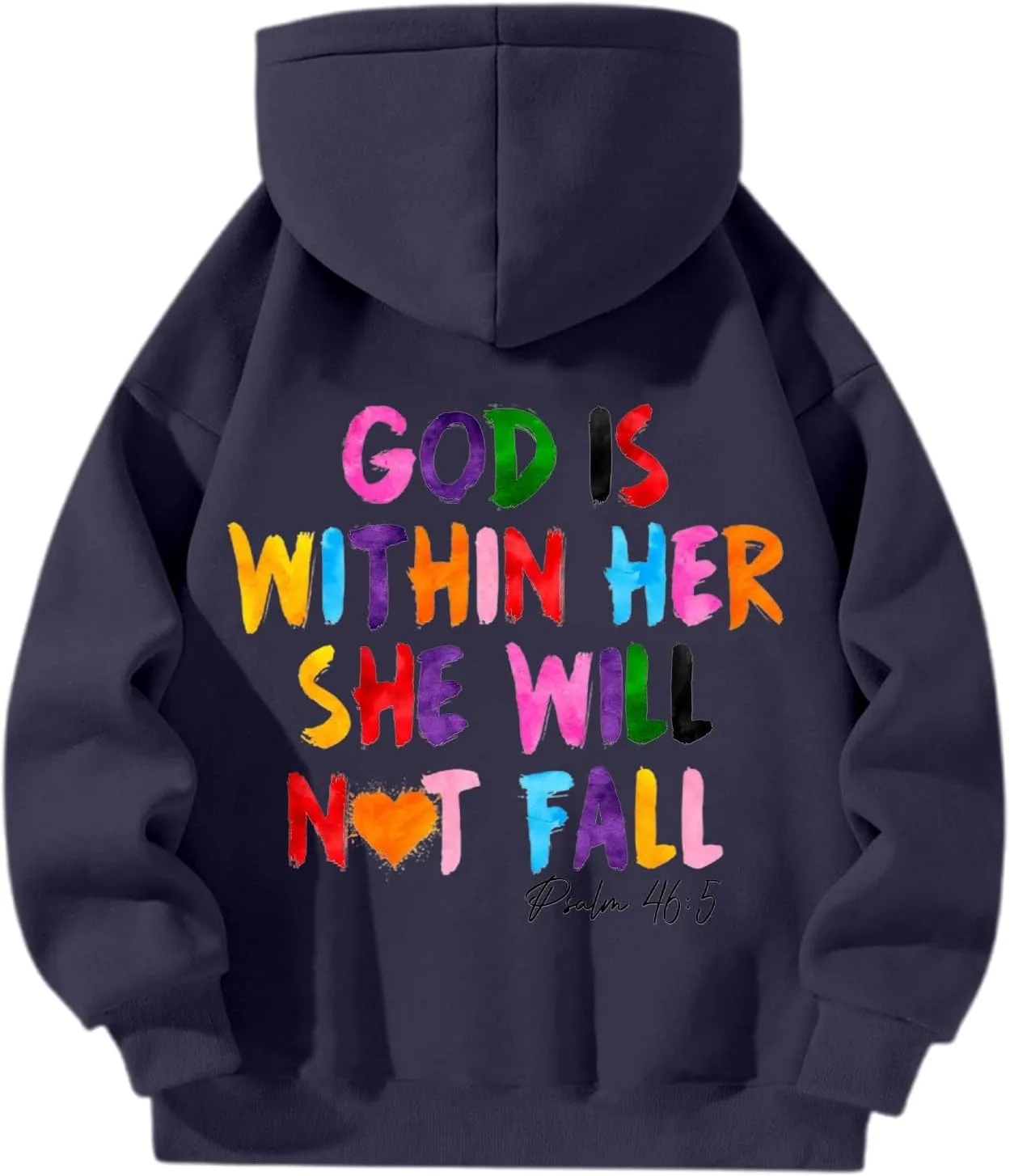God is Within Her Will Not Fall Hoodies for Women,Casual Zip Up Hooded Sweatshirt Oversized Cute Fall Sweatshirts