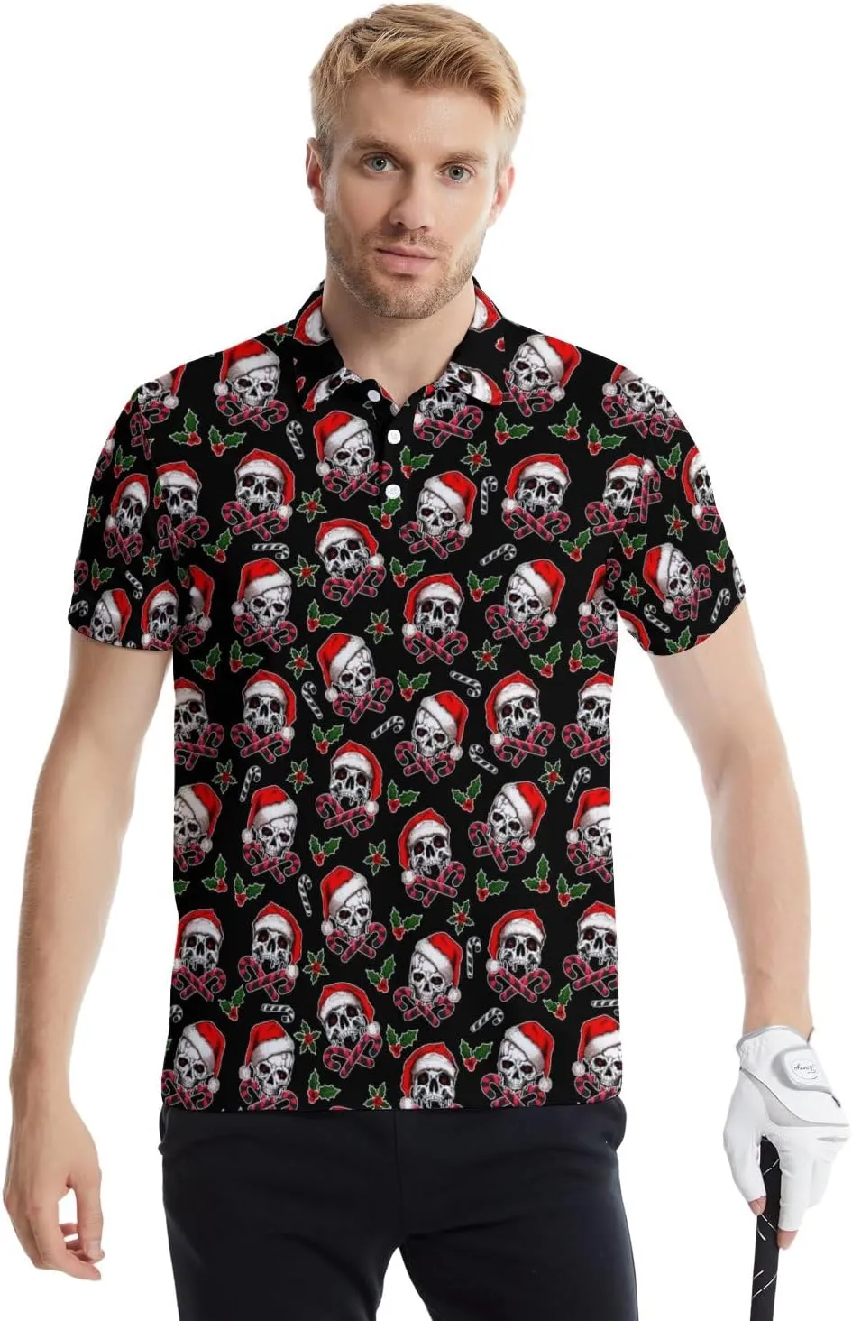 Golf Polo Shirts for Men Funny Print Quick Dry Short Sleeve Performance Golf Shirts Moisture Wicking Polo Shirts