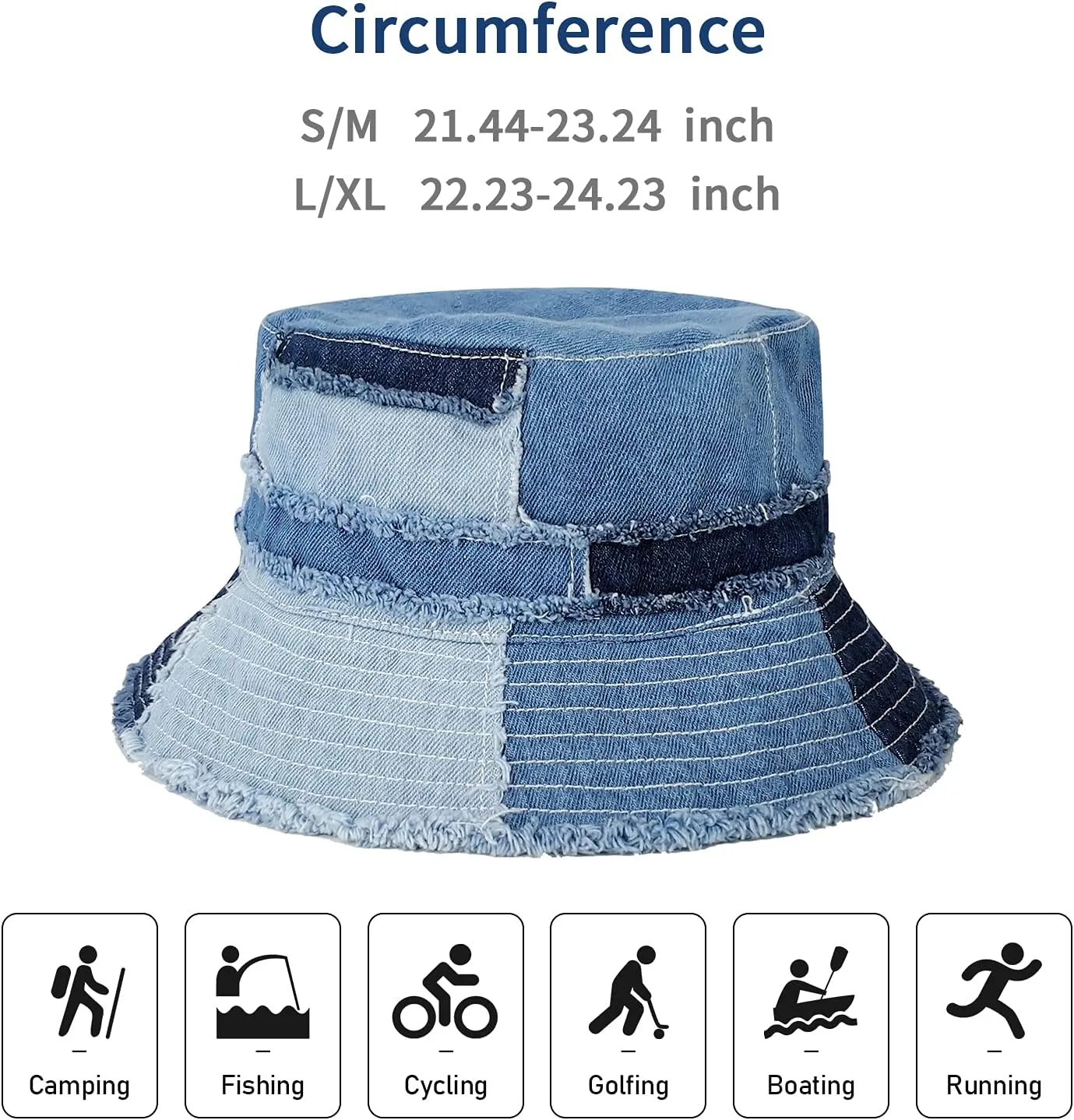 GuanGu Denim Bucket Hat for Women Washed Packable Summer Beach Sun Hats Mens Womens Bucket Hat for Travel