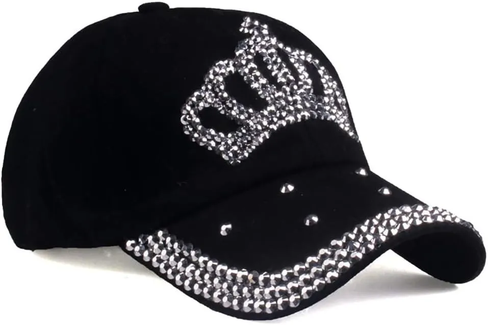 Gudessly Bling Women Baseball Cap Flower Snapback Rhinestone Sun Hats Adjustable Denim Jeans Hat