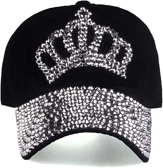 Gudessly Bling Women Baseball Cap Flower Snapback Rhinestone Sun Hats Adjustable Denim Jeans Hat