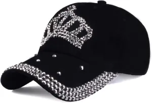 Gudessly Bling Women Baseball Cap Flower Snapback Rhinestone Sun Hats Adjustable Denim Jeans Hat