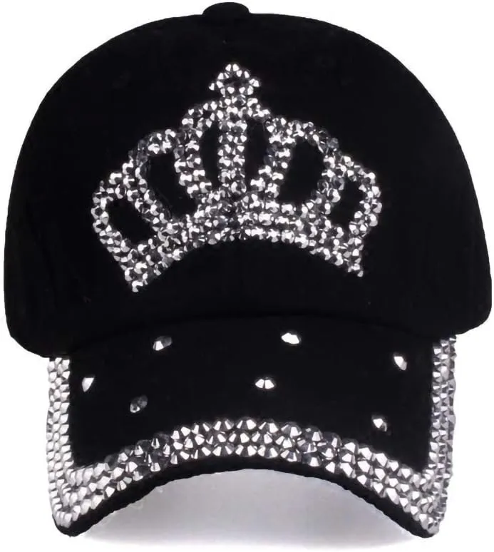 Gudessly Bling Women Baseball Cap Flower Snapback Rhinestone Sun Hats Adjustable Denim Jeans Hat