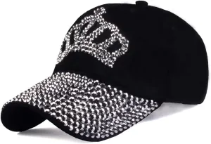 Gudessly Bling Women Baseball Cap Flower Snapback Rhinestone Sun Hats Adjustable Denim Jeans Hat