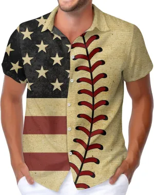 HUNTFAMI Men's Short Sleeve Shirts Button Down Casual Summer Shirts Hawaiian Shirt for Men