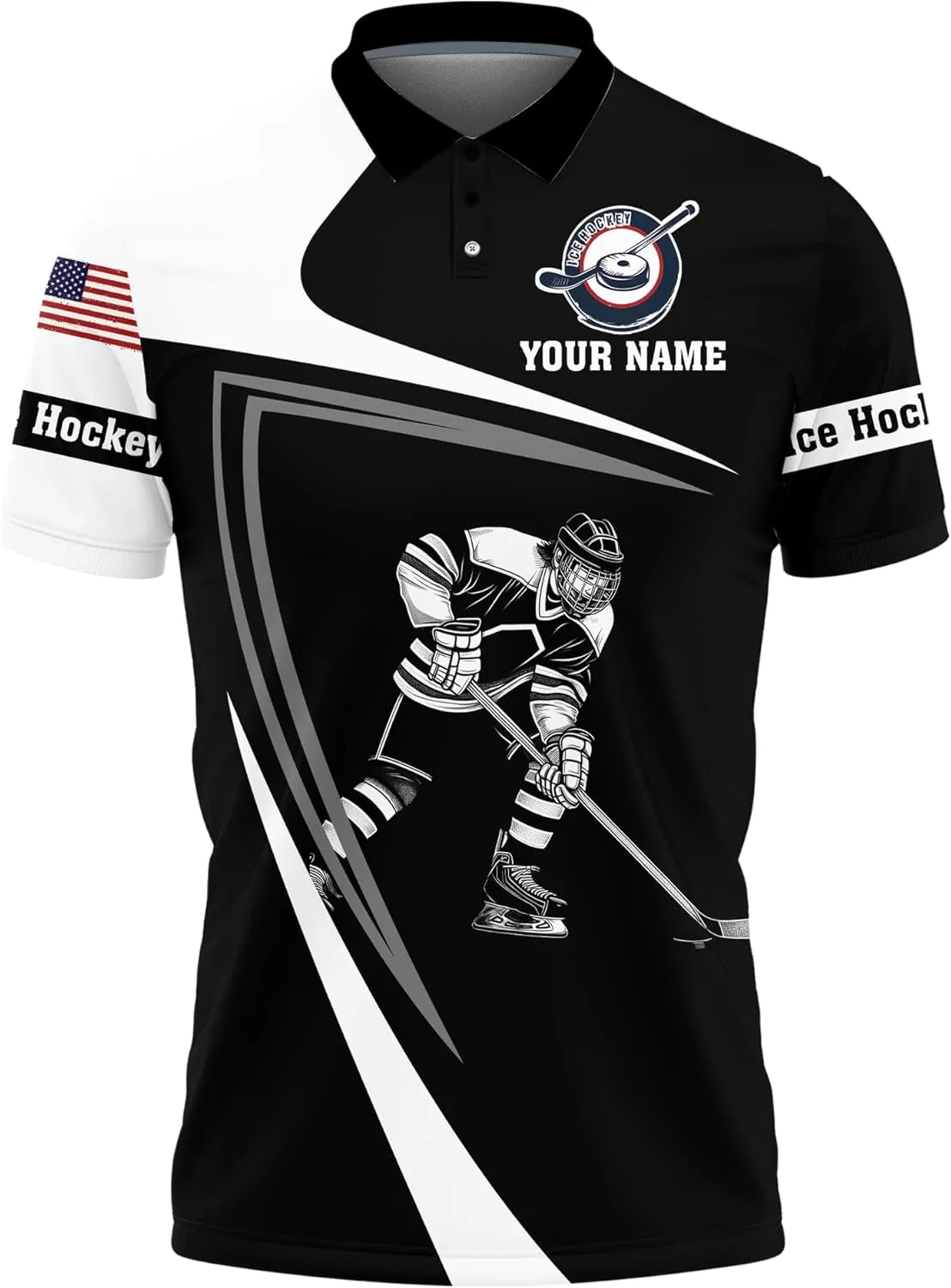 Ice Hockey Polo Golf Shirts for Men Women - Hockey Player Mens Polo Shirts Short Sleeve Mens Polo Shirts Dry Fit Serie 69