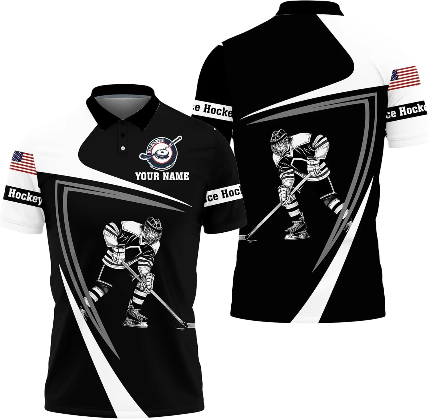 Ice Hockey Polo Golf Shirts for Men Women - Hockey Player Mens Polo Shirts Short Sleeve Mens Polo Shirts Dry Fit Serie 69