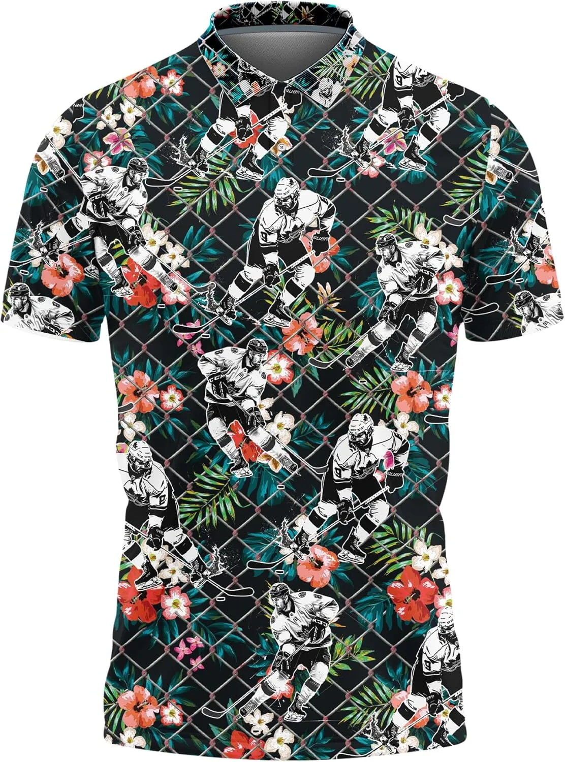 Ice Hockey Polo Golf Shirts for Men Women - Hockey Player Mens Polo Shirts Short Sleeve Mens Polo Shirts Dry Fit Serie 69
