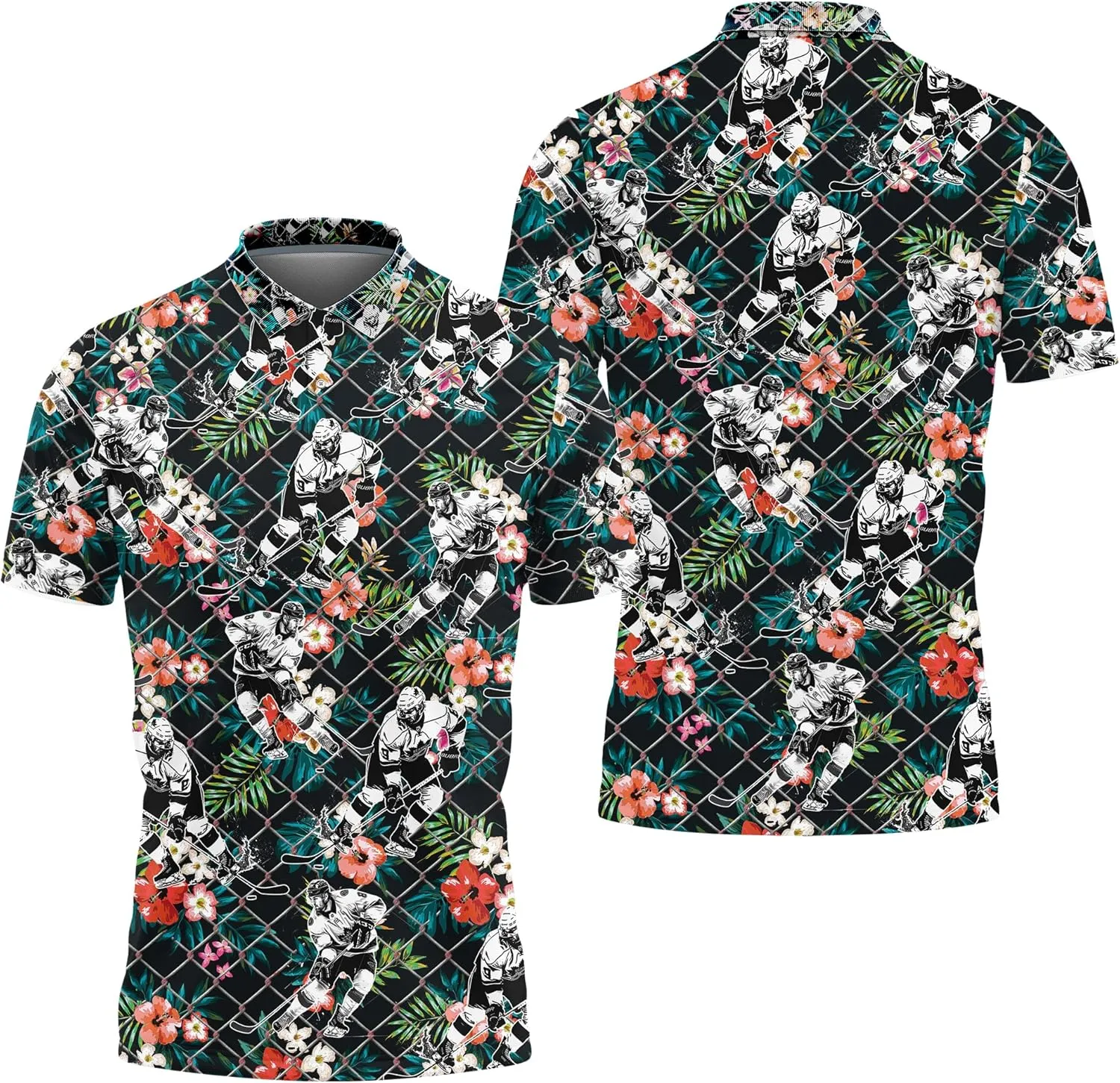 Ice Hockey Polo Golf Shirts for Men Women - Hockey Player Mens Polo Shirts Short Sleeve Mens Polo Shirts Dry Fit Serie 69