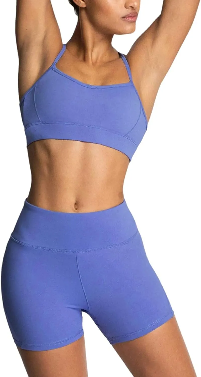 IMEKIS Women's Workout Sets 2 Piece Yoga Outfit High Waisted Biker Shorts Leggings Sports Bra Gym Fitness Clothes Tracksuit