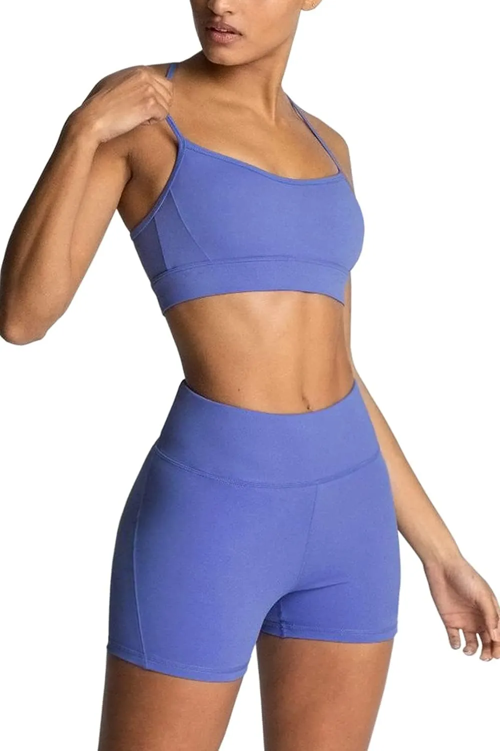 IMEKIS Women's Workout Sets 2 Piece Yoga Outfit High Waisted Biker Shorts Leggings Sports Bra Gym Fitness Clothes Tracksuit
