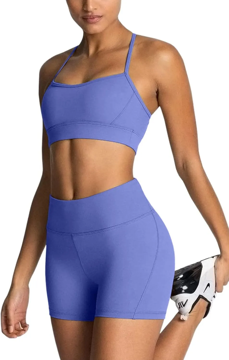 IMEKIS Women's Workout Sets 2 Piece Yoga Outfit High Waisted Biker Shorts Leggings Sports Bra Gym Fitness Clothes Tracksuit