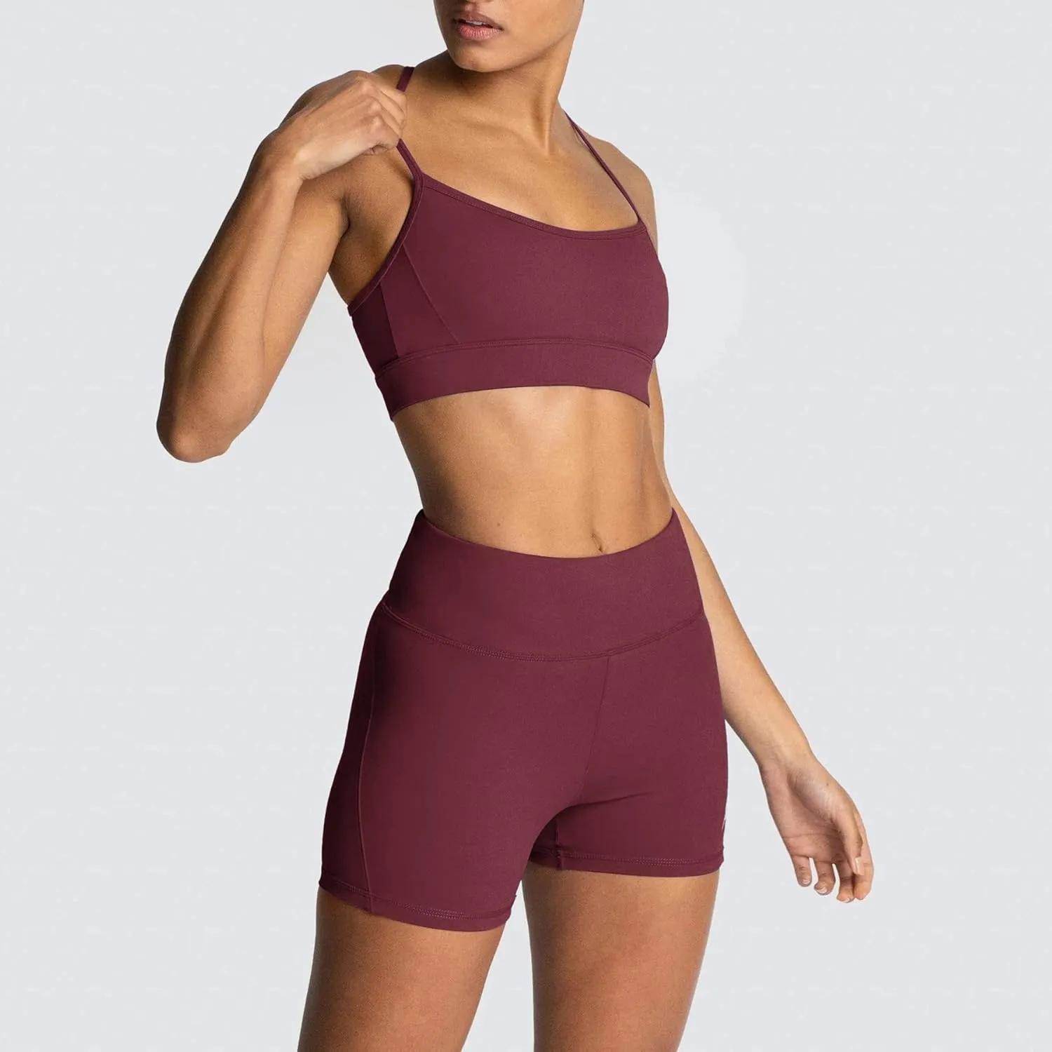 IWEMEK Women's Workout Sets 2 Piece Yoga Outfits High Waisted Biker Shorts and Cross Back Sports Bra Gym Set