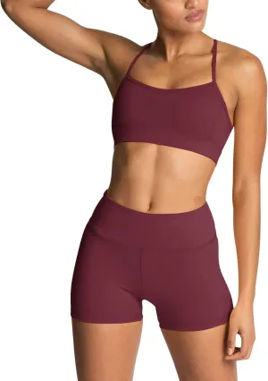 IWEMEK Women's Workout Sets 2 Piece Yoga Outfits High Waisted Biker Shorts and Cross Back Sports Bra Gym Set
