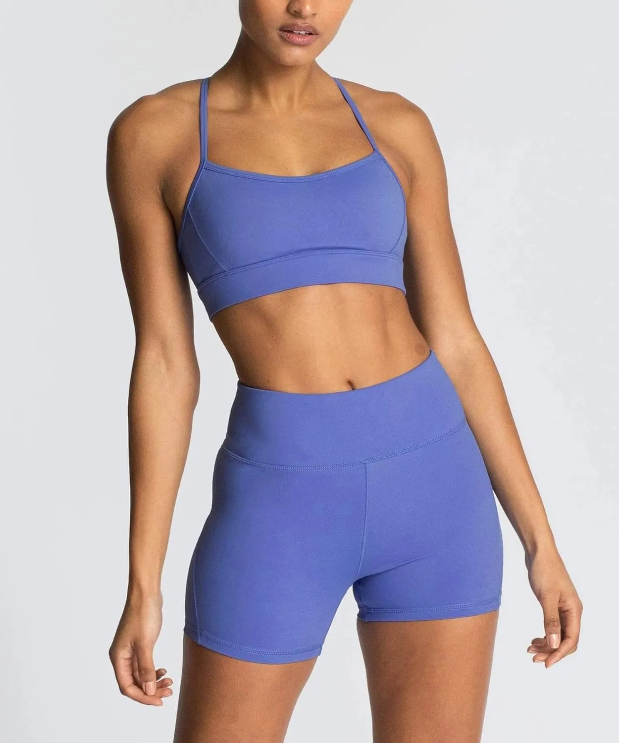 IWEMEK Women's Workout Sets 2 Piece Yoga Outfits High Waisted Biker Shorts and Cross Back Sports Bra Gym Set