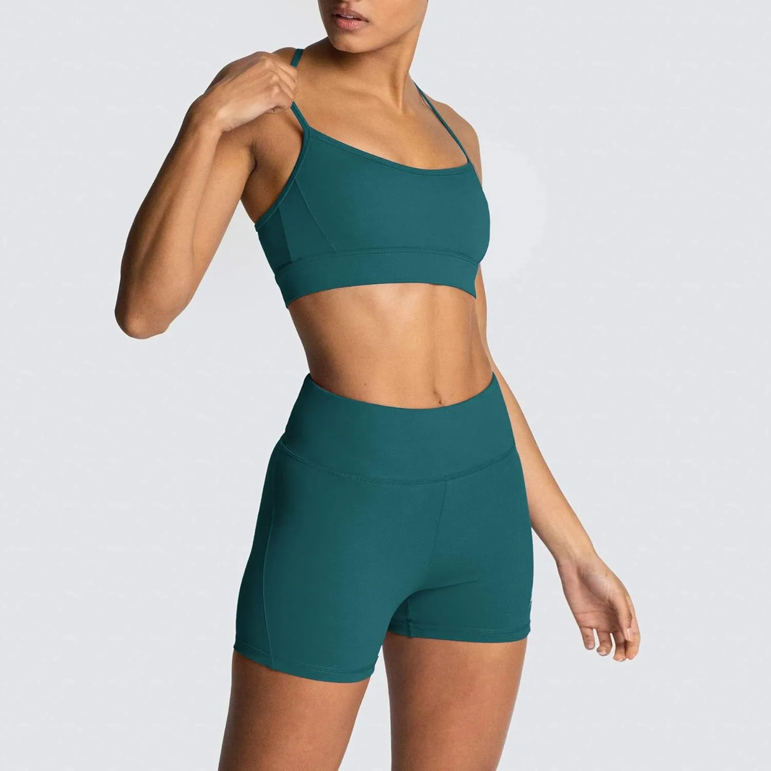 IWEMEK Women's Workout Sets 2 Piece Yoga Outfits High Waisted Biker Shorts and Cross Back Sports Bra Gym Set