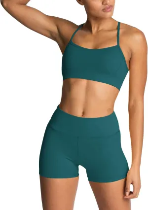 IWEMEK Women's Workout Sets 2 Piece Yoga Outfits High Waisted Biker Shorts and Cross Back Sports Bra Gym Set