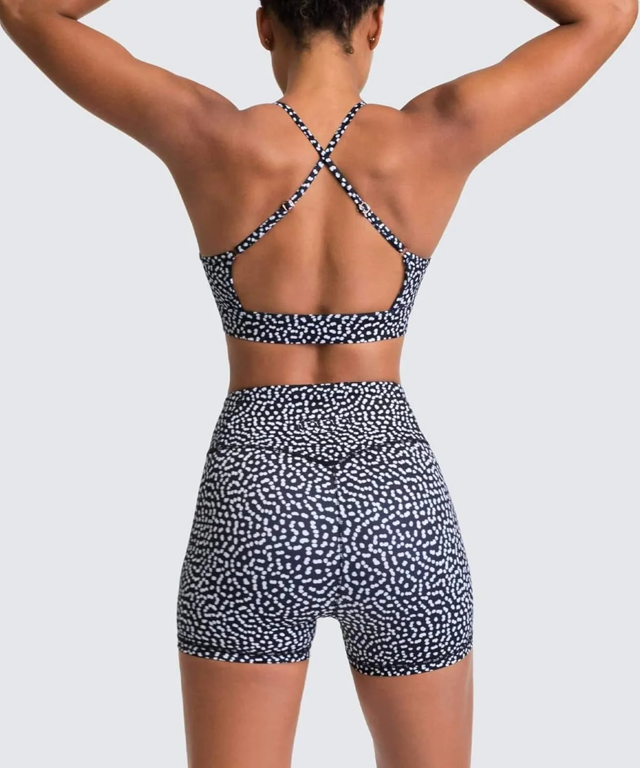 IWEMEK Women's Workout Sets 2 Piece Yoga Outfits High Waisted Biker Shorts and Cross Back Sports Bra Gym Set