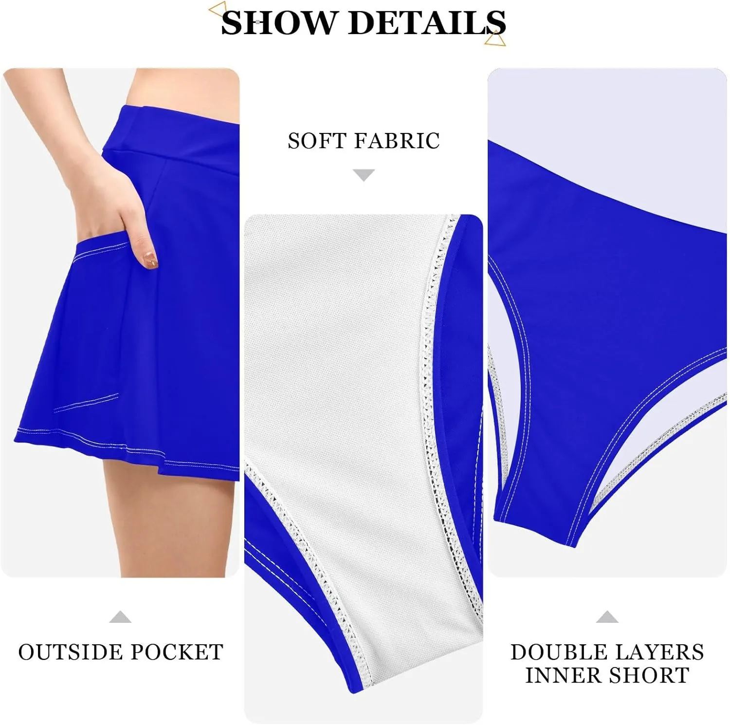 J JOYSAY Solid Color Swim Skirt for Women High Waisted Elastic Waist Swim Bottoms with Built-in Panty