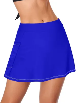 J JOYSAY Solid Color Swim Skirt for Women High Waisted Elastic Waist Swim Bottoms with Built-in Panty