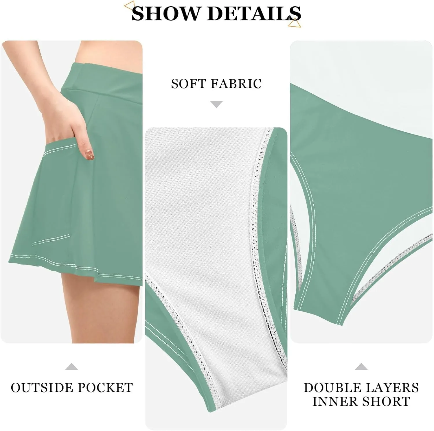 J JOYSAY Solid Color Swim Skirt for Women High Waisted Elastic Waist Swim Bottoms with Built-in Panty