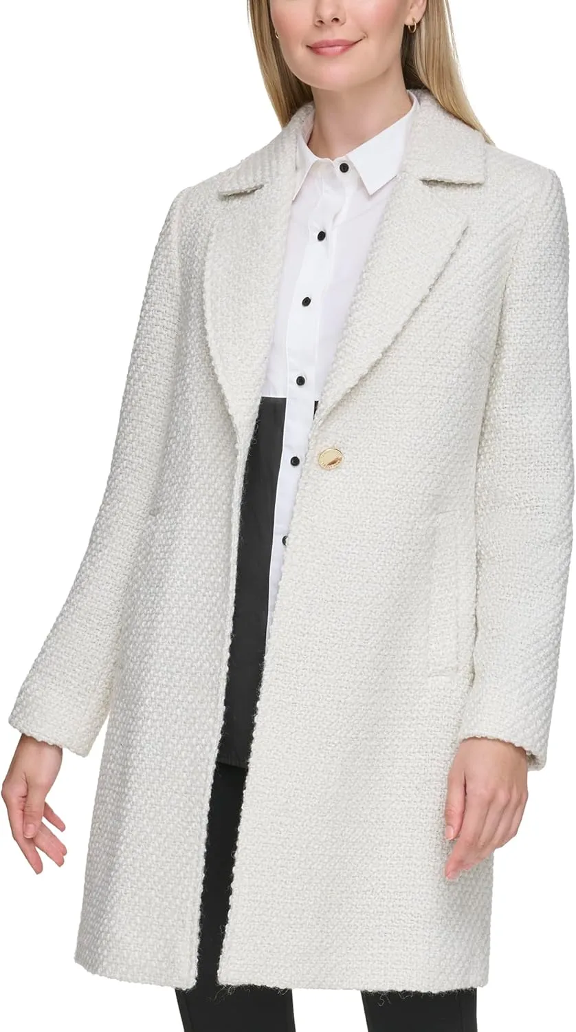 Karl Lagerfeld Paris Women's Solid Texture Wool Classic One Button Blazer