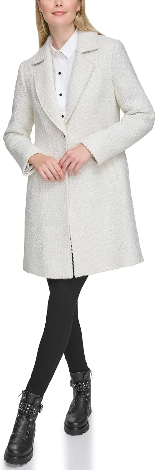 Karl Lagerfeld Paris Women's Solid Texture Wool Classic One Button Blazer