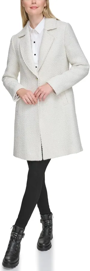 Karl Lagerfeld Paris Women's Solid Texture Wool Classic One Button Blazer