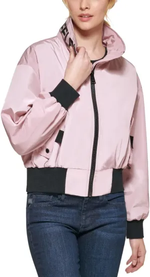 KARL LAGERFELD Women's Paris Short Anorack With Logo Sleeve Jacket
