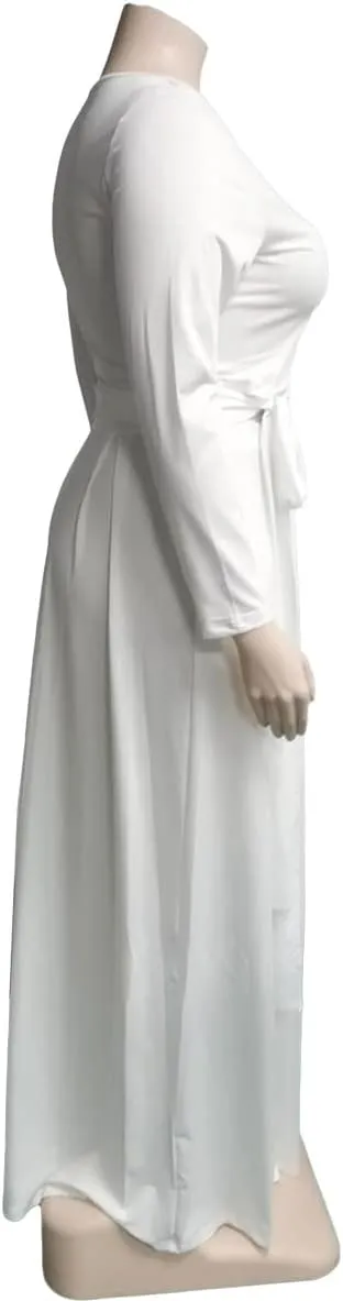 KELOVEPAN Plus Size Maxi Skirt Sets Women 2 Piece Outfits Sexy Clubwear Long Sleeve Tie Up Top Maxi Skirt Set Dress