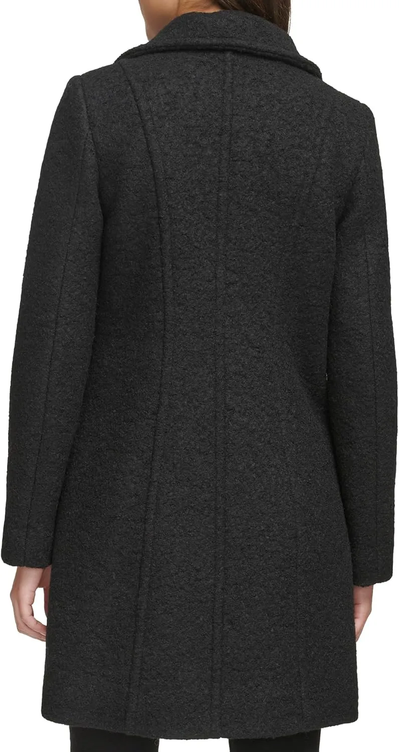 Kenneth Cole Women's Asymmetrical Zip Wool Boucle Coat
