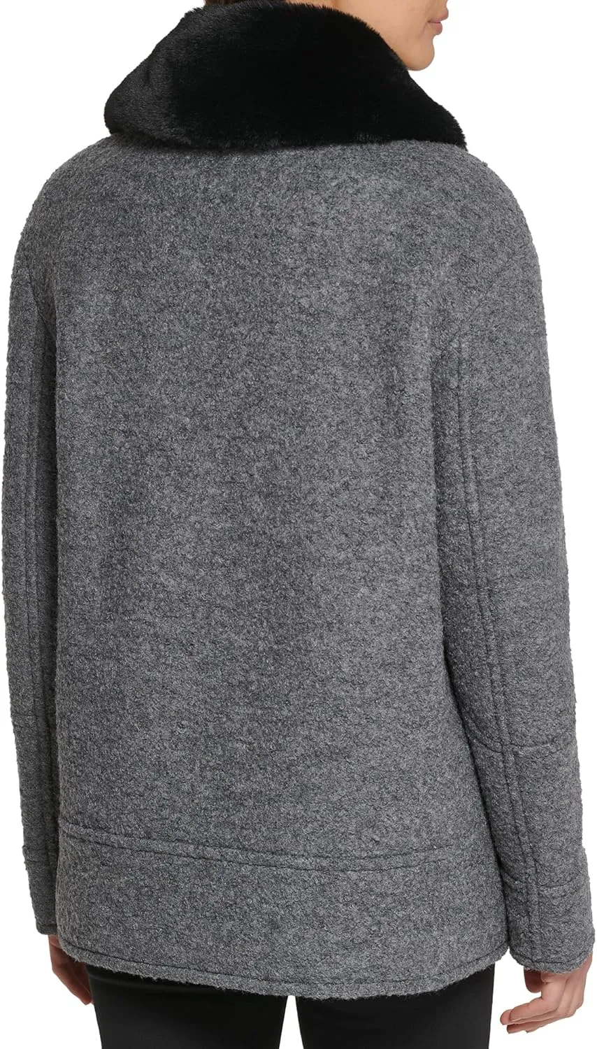 Kenneth Cole Women's Faux Fur Trim Jacket