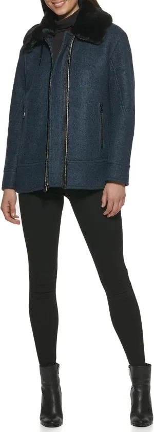 Kenneth Cole Women's Faux Fur Trim Jacket