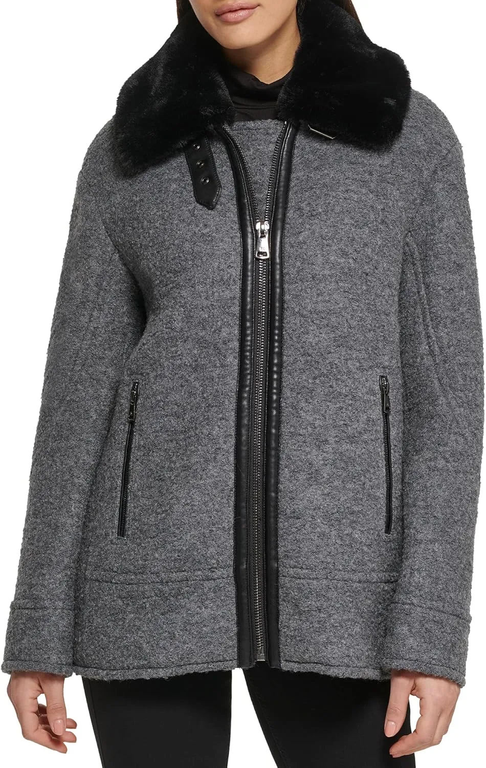 Kenneth Cole Women's Faux Fur Trim Jacket