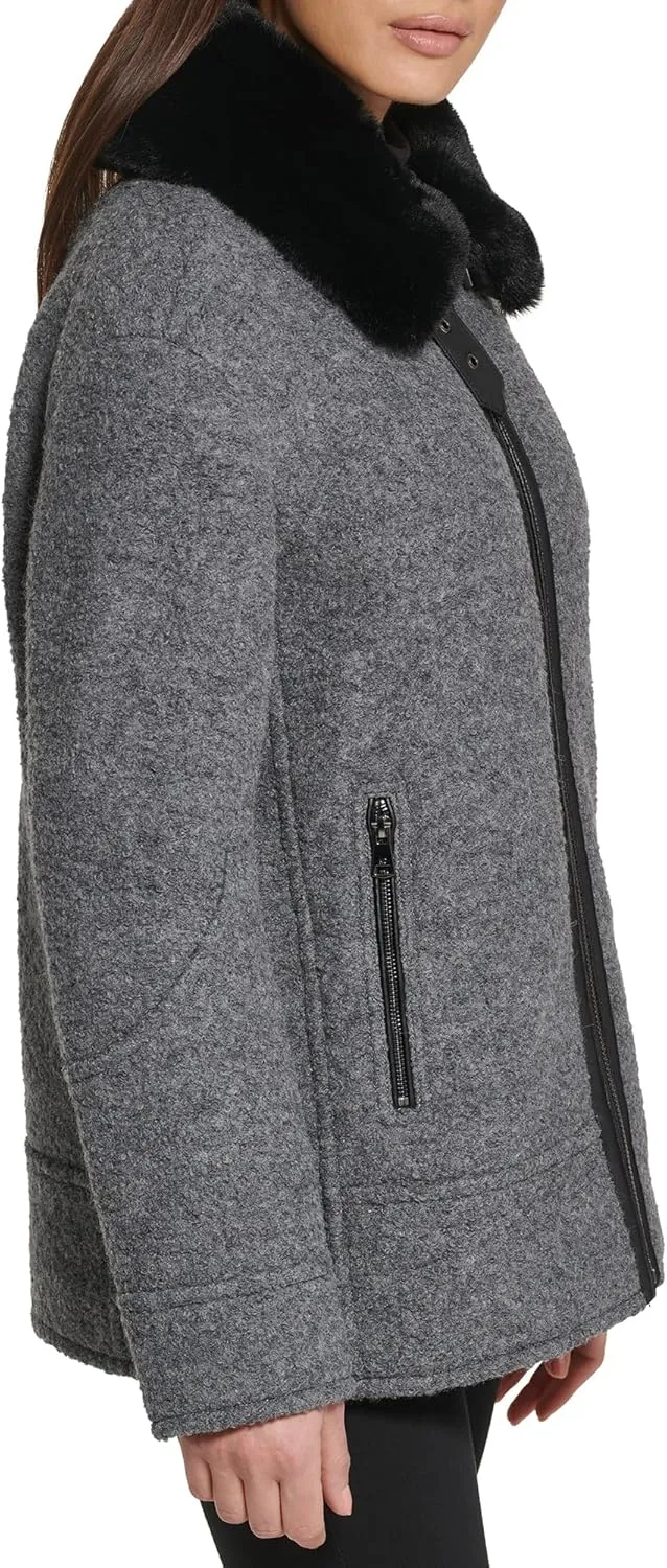Kenneth Cole Women's Faux Fur Trim Jacket