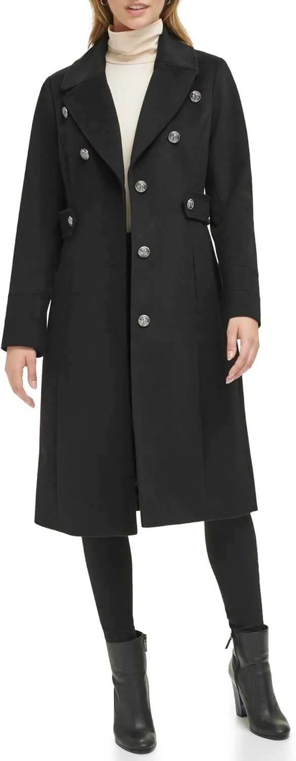 Kenneth Cole Women's Military Wool Blend Overcoat