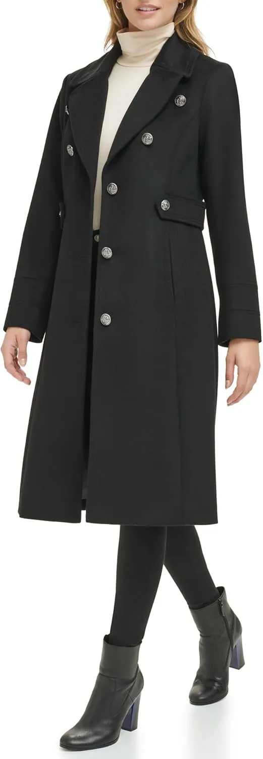 Kenneth Cole Women's Military Wool Blend Overcoat