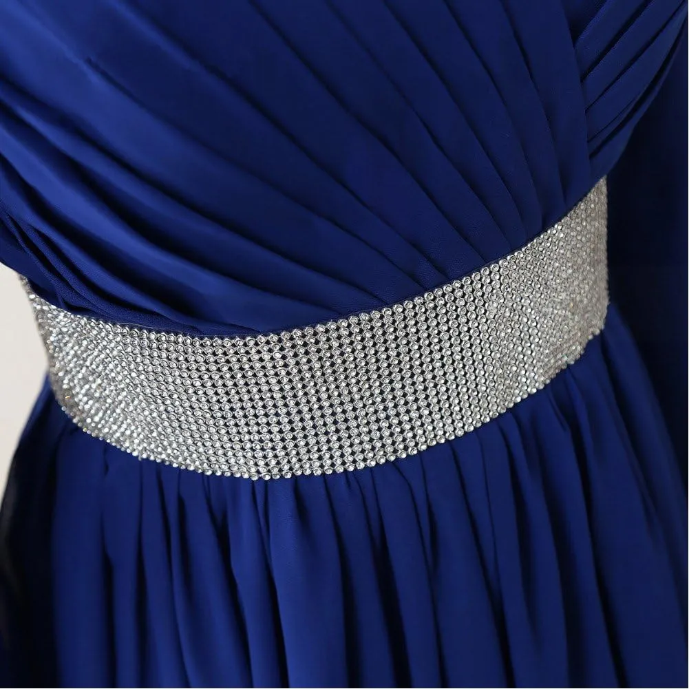Kivary V Neck Long Sleeves Chiffon A Line Goddess Prom Vintage Evening Dresses