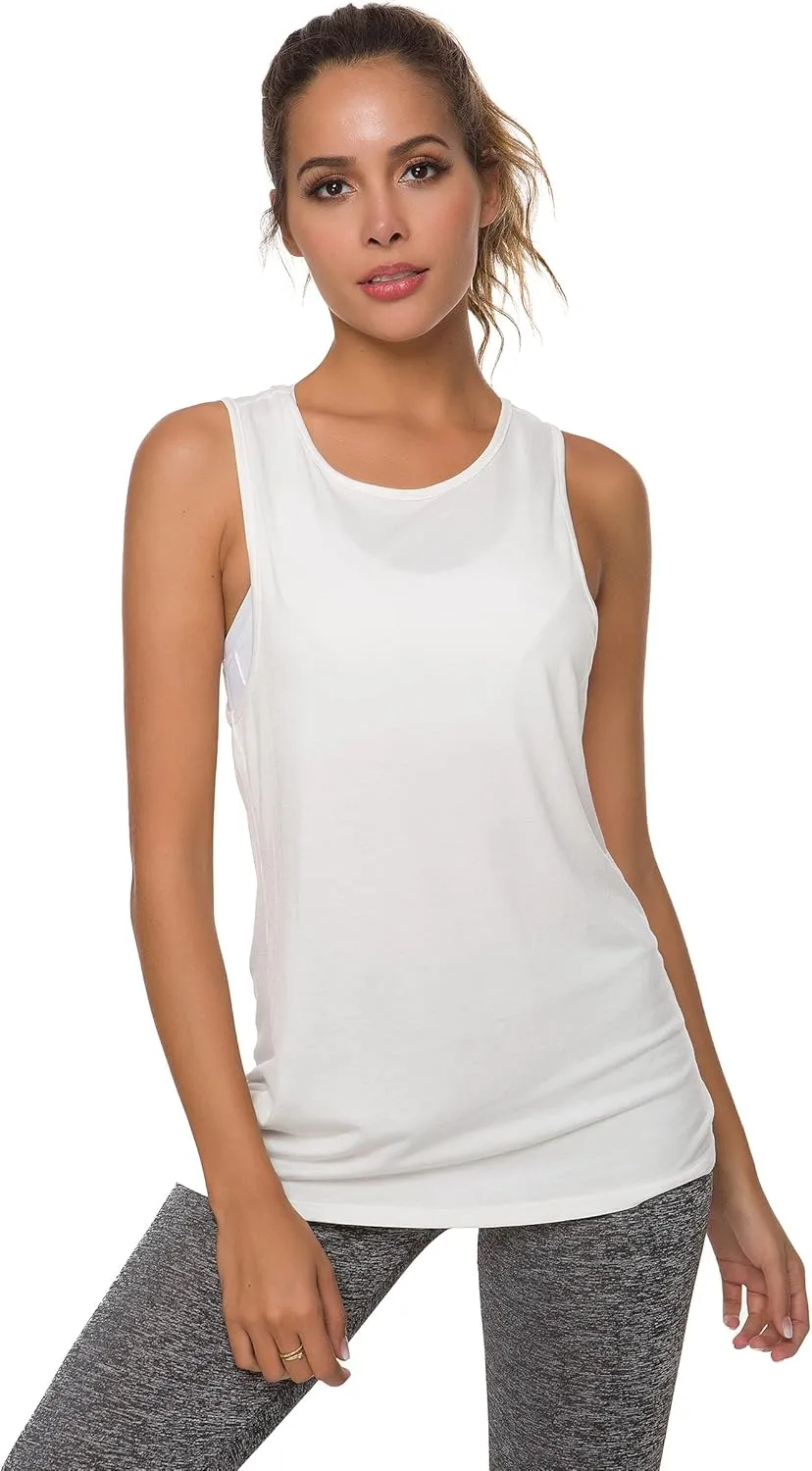 Laughido Womens Open Back Workout Tops Athletic Yoga Vests Backless Sleeveless Tank Tops
