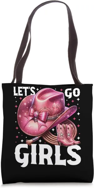 Lets Go Girls Western Cowgirl Lasso & Chinoiserie Design Tote Bag