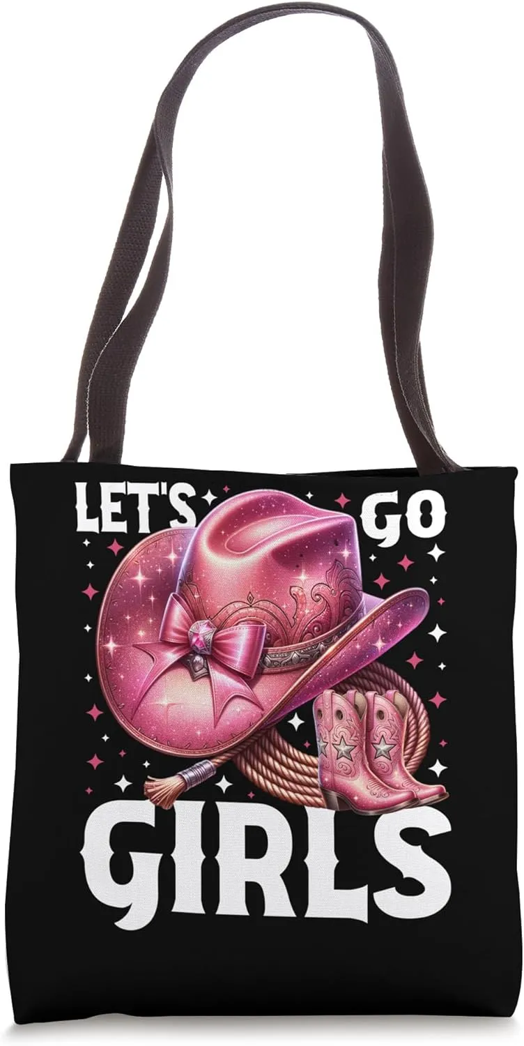 Lets Go Girls Western Cowgirl Lasso & Chinoiserie Design Tote Bag