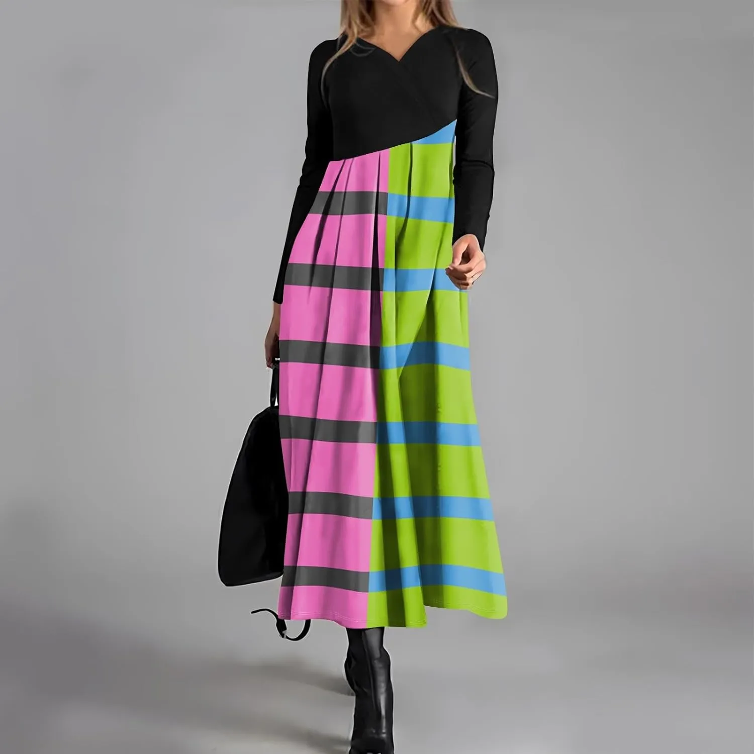 Long Sleeve Midi Dress for Women Formal Plus Size Fall Winter Casual Wedding Guest Cocktail Swing Long Dresses