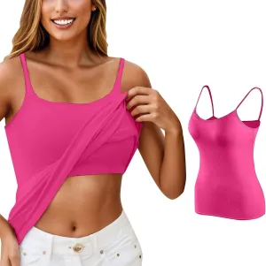 MathCat Seamless Workout Tank Top with Built in Bra for Women, Athletic Yoga Padded Racerback Camisole A05-Hot Pink XXXXL