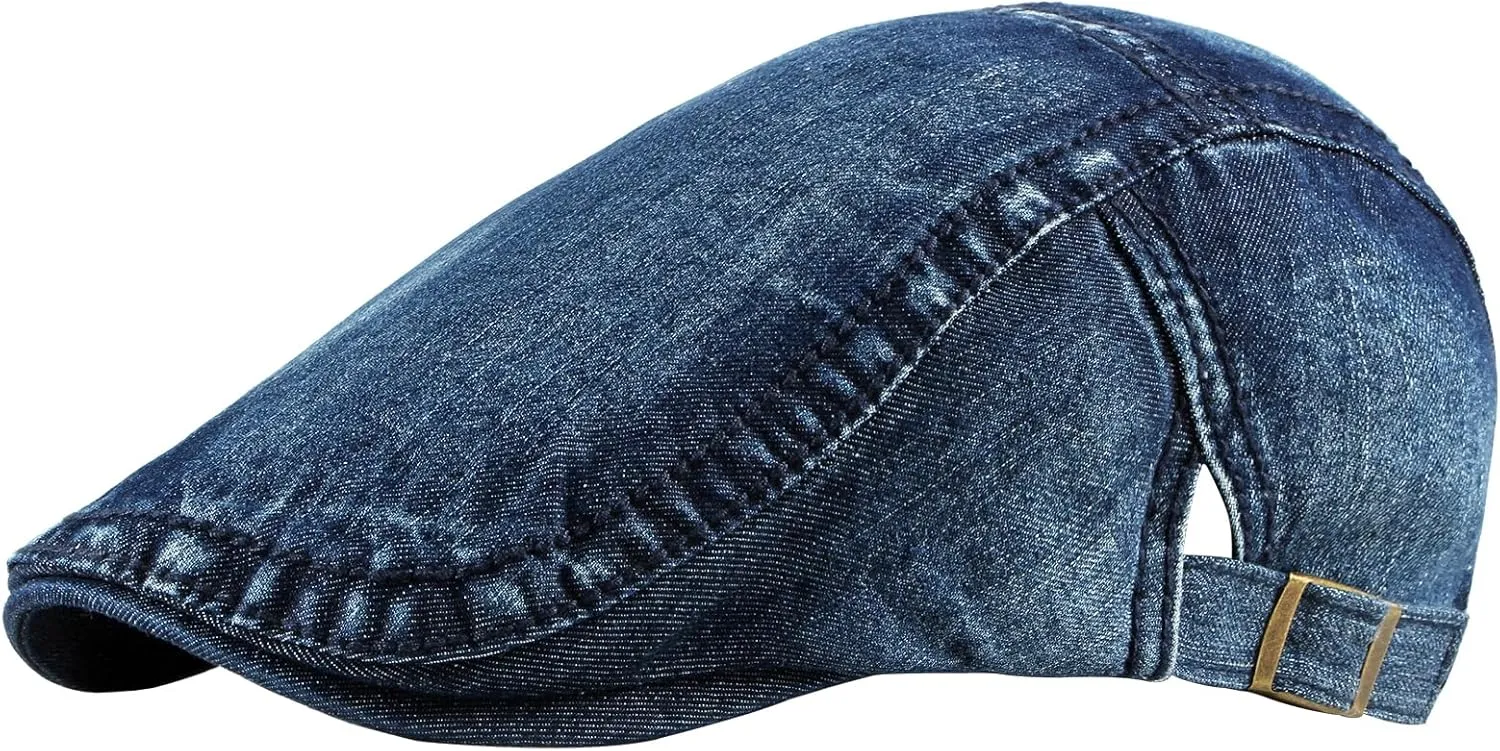 meioro Women Denim Newsboy Cap Cotton Flat Cap Ivy Gatsby Driving Hunting Gatsby Cabbie Hats for Men