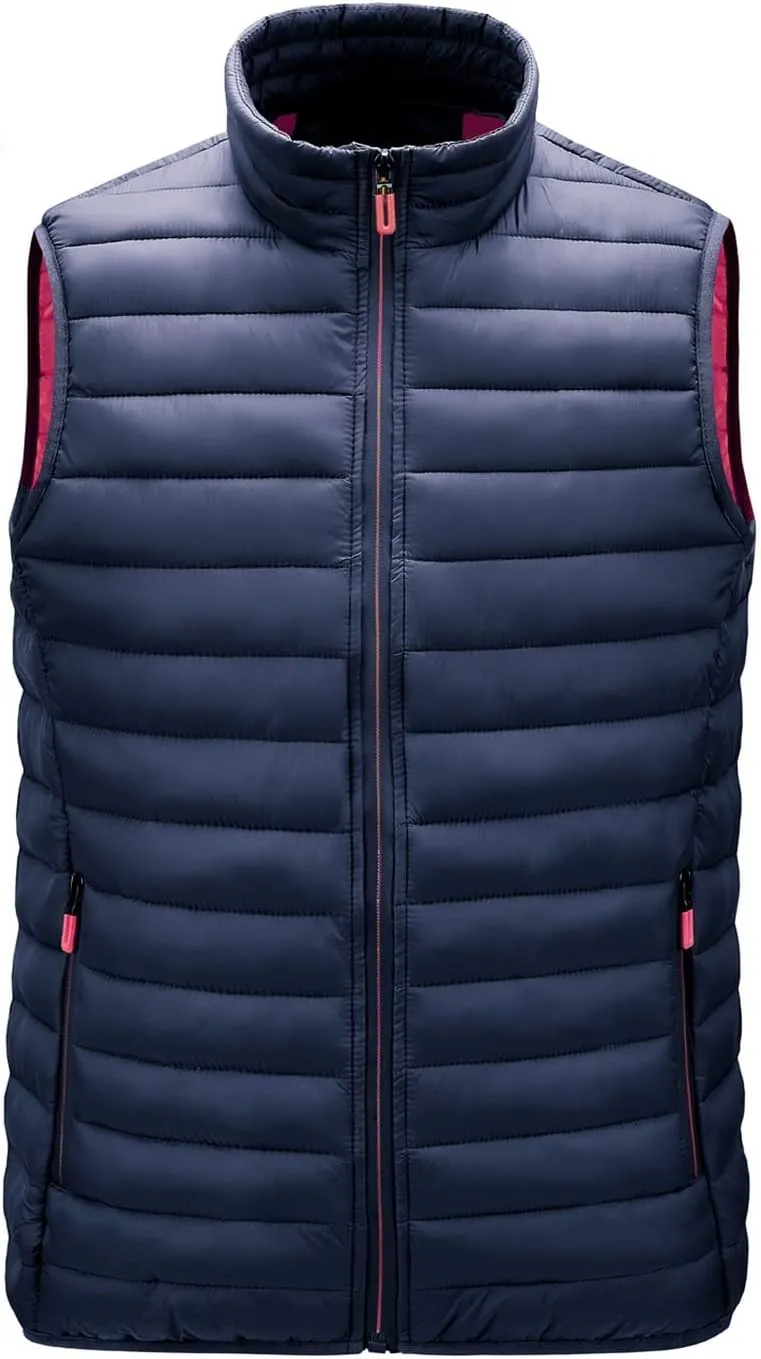 Men Down Cotton Padded Vest Solid Color Stand Collar Zipper Warm Waistcoat Casual Thick Sleeveless Cardigan Jacket (Color : G, Size : Medium)