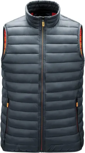 Men Down Cotton Padded Vest Solid Color Stand Collar Zipper Warm Waistcoat Casual Thick Sleeveless Cardigan Jacket (Color : G, Size : Medium)